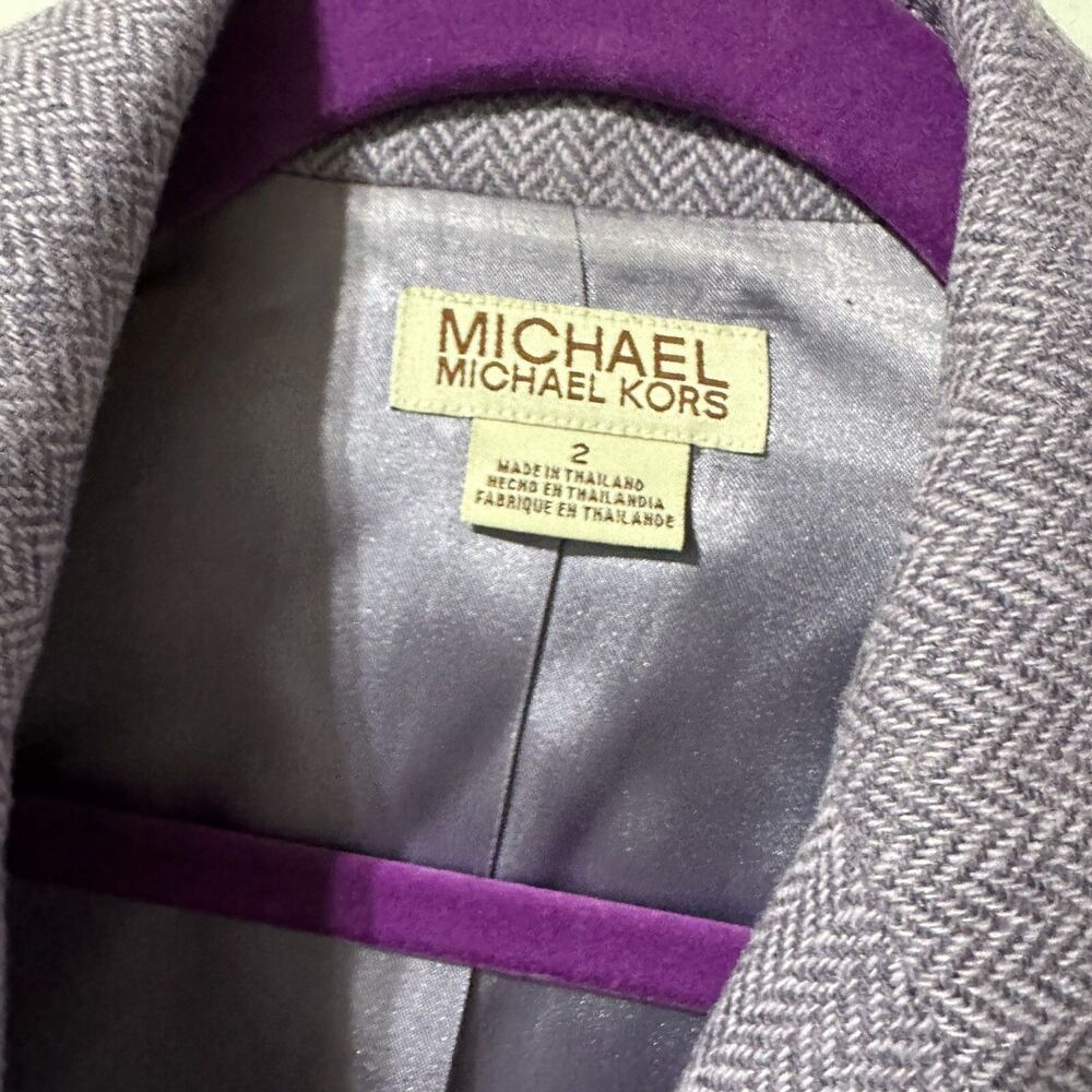 Michael Kors 100% Wool Herringbone Tweed Blazer Jacket Lavender Purple Size 2 - Picture 7 of 10